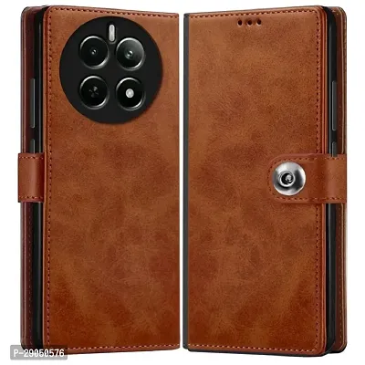 Fastship Genuine Leather Finish Flip Cover for Realme Narzo 70Pro 5G | Inside Back TPU Wallet Button Magnetic Closure for Realme Narzo 70 Pro 5G- Brown-thumb0
