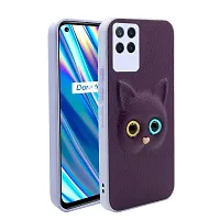 Fastship Coloured 3D POPUP Billy Eye Effect Kitty Cat Eyes Leather Rubber Back Cover for Oppo Realme 8i  Purple-thumb1