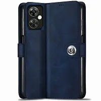 Fastship Cover Case Flip Cover for OnePlus CPH2467  Nord CE3 Lite  Inside Back TPU  Stand  Wallet Stylish Button Magnetic Closure for OnePlus Nord CE 3 Lite 5G  Navy Blue-thumb1