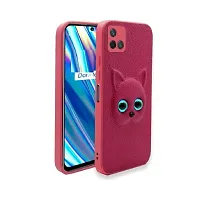 Coverage Colour Eye Cat Soft Kitty Case Back Cover for vivo Y21T  Faux Leather Finish 3D Pattern Cat Eyes Case Back Cover Case for Vivo V2135  Y21T  Pink-thumb1