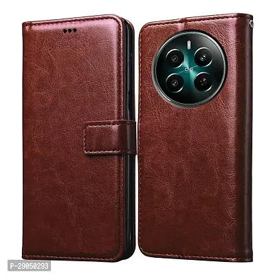 Fastship Vintage Magnatic Closer Matte Leather Flip Cover for Realme RMX3844 / P1 Pro 5G - Tan Brown-thumb0