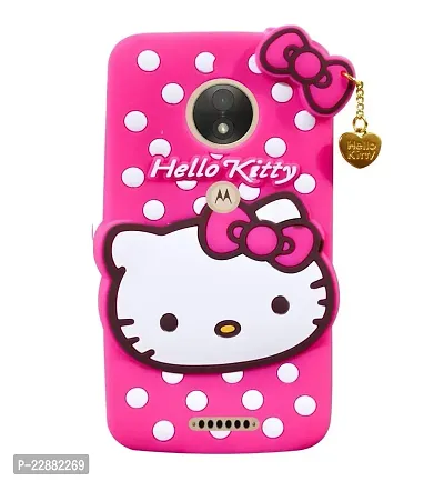 Fastship case Rubber Cat Kitty with Golden Latkan Case Back Cover for Motorola Moto C Plus  Pink