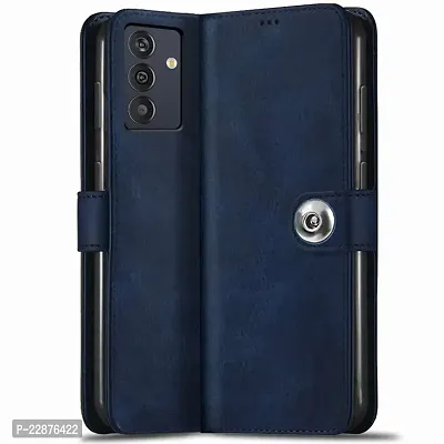 Fastship Cover Samsung Galaxy M13 4G Flip Cover  Full Body Protection  Inside Pockets  Stand  Wallet Stylish Button Magnetic Closure Book Cover Leather Flip Case for Samsung Galaxy M13 4G  Blue-thumb0