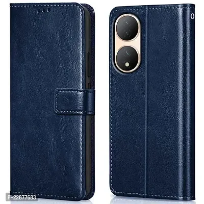 Fastship Cover Case Faux Leather Wallet with Back Case TPU Build Stand  Magnetic Closure Flip Cover for Vivo Y100 5G  Navy Blue-thumb0