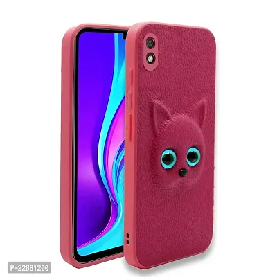 Fastship Colour Eye Cat Soft Kitty Case Back Cover for Vivo Y1s  Faux Leather Finish 3D Pattern Cat Eyes Case Back Cover Case for Vivo 1929  Vivo Y1s  Pink