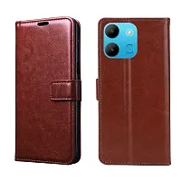 Fastship Vintage Magnatic Closer Leather Flip Cover for Infinix Smart 7  Executive Brown-thumb1