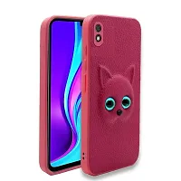 Fastship Coloured 3D POPUP Billy Eye Effect Kitty Cat Eyes Leather Rubber Back Cover for Vivo Y1s  Baby Pink-thumb1