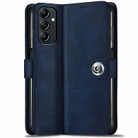 Fastship Genuine Matte Leather Finish Flip Cover for Samsung A14 5G  SM A146B  Inside Back TPU  Inbuilt Stand  Wallet Stylish Button Magnetic Closure for Samsung Galaxy A14 5G  Navy Blue-thumb1