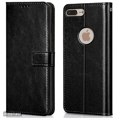 Fastship Faux Leather Wallet with Back Case TPU Build Stand  Magnetic Closure Flip Cover for I Phone 8 Plus  Venom Black