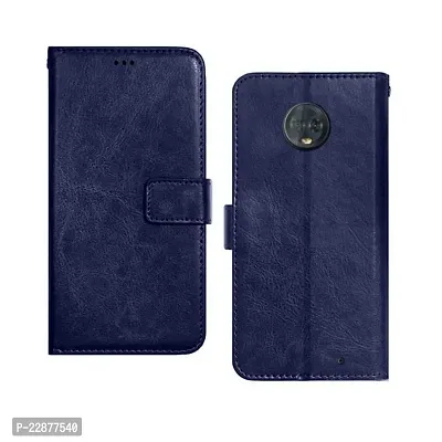 Fastship Case Vintage Magnatic Closer Leather Flip Cover for Motorola Moto G6 Plus  Cobalt Blue-thumb2