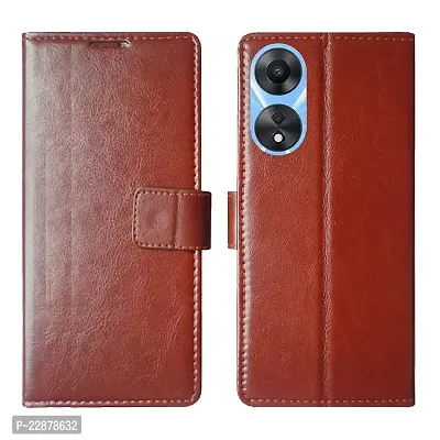 Fastship Leather Finish Inside TPU Wallet Stand Magnetic Closure Flip Cover for Oppo A78 5G  Executive Brown