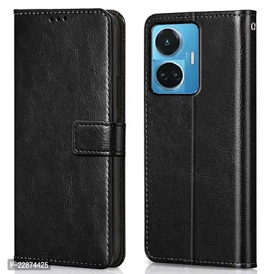 Fastship Leather Finish Inside TPU Wallet Stand Magnetic Closure Flip Cover for Realme 10 Pro 5G  Venom Black-thumb0