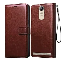 Fastship Vintage Magnatic Button Case Inside Build Back TPU Stand View Lether Flip Cover for Lenovo K5Note A7020a48  Brown-thumb1