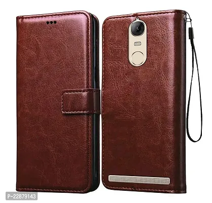 Fastship Vintage Magnatic Button Case Inside Build Back TPU Stand View Lether Flip Cover for Lenovo K5Note A7020a48  Brown-thumb2