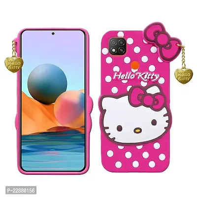 Fastship Rubber Kitty with Pendant Case Back Cover for REDMI 9 Activ  Pink