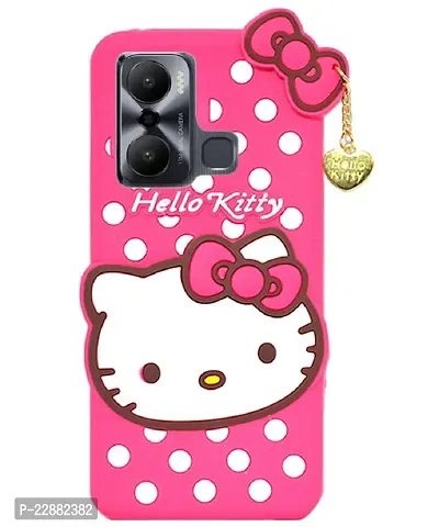 Fastship Rubber Kitty with Cat Eye Latkan Case Back Cove for Infinix X6825  HOT 20Play  Dark Pink-thumb2