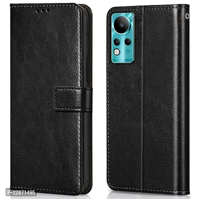 Fastship Cover Vintage Magnatic Closer Leather Flip Cover for Infinix X663  Note 11  Venom Black