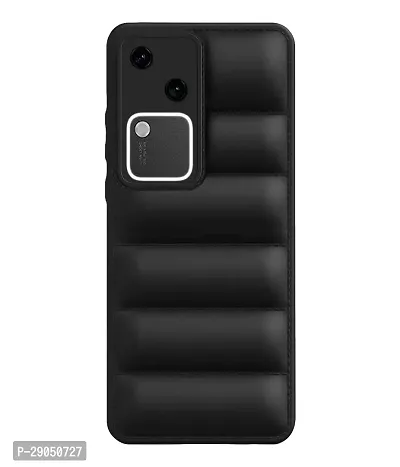 Fastship Matte Soft Case | Liquid Silicon Puff Case Back Cover for Vivo V2318 / Vivo V30 - 5G - Black-thumb0