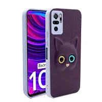 Coverage Colour Eye Cat Soft Kitty Case Back Cover for Mi REDMI Note 10S  Faux Leather Finish 3D Pattern Cat Eyes Case Back Cover Case for REDMI Note 10s  MZB08PKIN  Jam Purple-thumb1