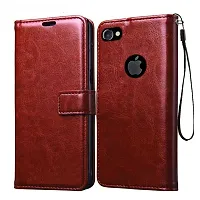 Fastship Vintage Magnatic Button Case Inside Build Back TPU Stand View Lether Flip Cover for Apple I Phone 4  Brown-thumb1