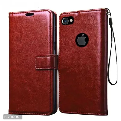 Fastship Vintage Magnatic Button Case Inside Build Back TPU Stand View Lether Flip Cover for Apple I Phone 4  Brown-thumb2