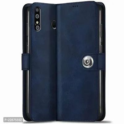 Fastship Infinix Hot 8 Flip Cover  Full Body Protection  Inside Pockets Wallet Button Magnetic Closure Book Cover Leather Flip Case for Infinix Hot 8  Blue