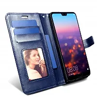 Fastship Cover Vintage Magnatic Closer Leather Flip Cover for Oppo CPH1701  A57 2016  Navy Blue-thumb1