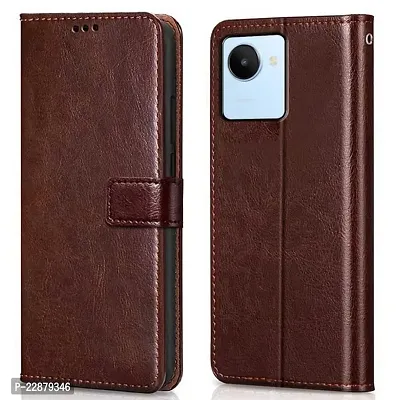 Fastship Leather Finish Inside TPU Wallet Stand Magnetic Closure Flip Cover for Realme C30  Executive Brown-thumb0