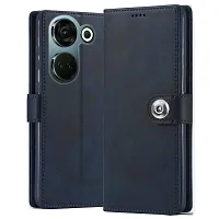 Fastship Cases Leather Finish Flip Cover for Tecno Camon20 64MP RGBW  Inside Back TPU  Stand  Wallet Button Magnetic Closure for Tecno Camon20 Predawn  Navy Blue-thumb1