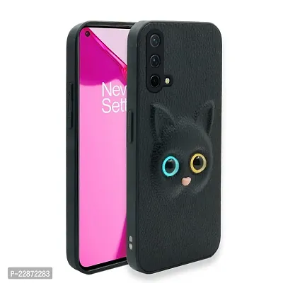 Fastship Colour Eye Cat Soft Kitty Case Back Cover for OnePlus Nord CE 5G  Faux Leather Finish 3D Pattern Cat Eyes Case Back Cover Case for OnePlus EB2101 Old  1 Nord CE 5G  Black-thumb2
