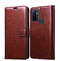 Fastship Vintage Magnatic Closer Leather Flip Cover for Oppo CPH2127  Oppo A53  Executive Brown-thumb1