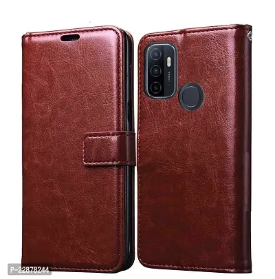 Fastship Vintage Magnatic Closer Leather Flip Cover for Oppo CPH2127  Oppo A53  Executive Brown-thumb2