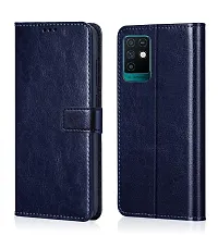 Fastship Cover Leather Wallet Stand Magnetic Closure Flip Cover for Infinix Note 10  Navy Blue-thumb1