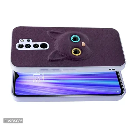 Coverage Coloured 3D POPUP Billy Eye Effect Kitty Cat Eyes Leather Rubber Back Cover for Redmi Note 8 Pro  Purple