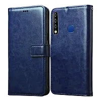 Fastship Vintage Magnatic Closer Leather Flip Cover for Infinix X627V  Smart3 Plus  Navy Blue-thumb1