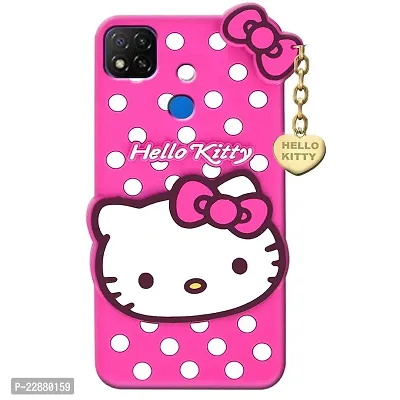 Fastship Rubber Kitty with Pendant Case Back Cover for Redmi 9C  Pink-thumb2