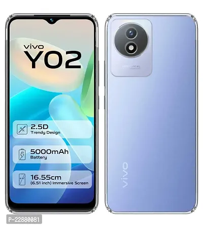 Fastship Rubber Silicone Back Cover for Vivo Y02  Transparent-thumb0