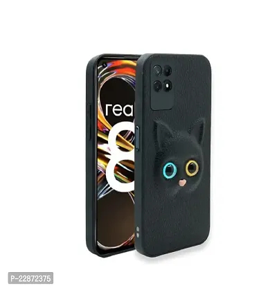 Coverage Colour Eye Cat Soft Kitty Case Back Cover for Oppo Realme 8i  Faux Leather Finish 3D Pattern Cat Eyes Case Back Cover Case for Realme RMX3151  realme 8i  Black