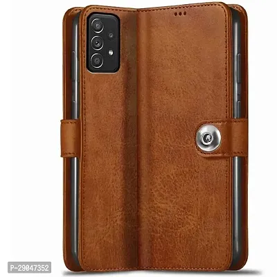 Fastship Samsung Galaxy A23 5G Combo 2 Flip Cover | Wallet Stylish Button Magnetic Leather Case for Samsung Galaxy A23 5G - Blue / Brown-thumb0