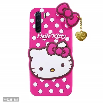 Fastship Silicone Soft Hello Kitty with Pendant Case Proper fit Back Cove for Oppo F15  Pink-thumb2