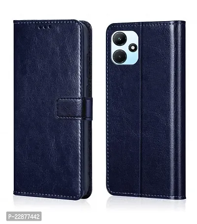 Fastship Cover Case Faux Leather Wallet with Back Case TPU Build Stand  Magnetic Closure Flip Cover for Infinix HOT 30i  Navy Blue