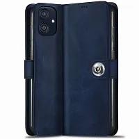 Fastship Case Leather Finish Flip Cover for Samsung F04  SM E045F  Inside Back TPU  Stand  Wallet Button Magnetic Closure for Samsung Galaxy F04  Navy Blue-thumb1