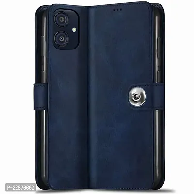 Fastship Case Leather Finish Flip Cover for Samsung F04  SM E045F  Inside Back TPU  Stand  Wallet Button Magnetic Closure for Samsung Galaxy F04  Navy Blue-thumb2