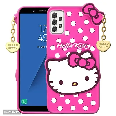 Fastship case Silicone Soft Hello Cat Kitty with Pendant Case Proper fit Back Cover for Samsung Galaxy A13 4G  Pink-thumb0