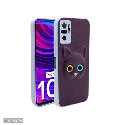 Coverage Colour Eye Cat Soft Kitty Case Back Cover for Mi REDMI Note 10S  Faux Leather Finish 3D Pattern Cat Eyes Case Back Cover Case for REDMI Note 10s  MZB08PKIN  Jam Purple-thumb0