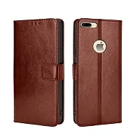 Fastship Vintage Magnatic Button Case Inside Build Back TPU Stand View Lether Flip Cover for Apple I Phone 8Plus  Brown-thumb1