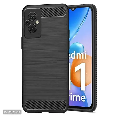 Fastship New Silicone Hybrid Rubber Case Back Cover for REDMI 11 Prime 4G  Black-thumb0