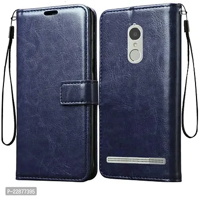 Fastship Vintage Magnatic Button Case Inside Build Back TPU Stand View Lether Flip Cover for Lenovo K5Note A7020a48  Blue-thumb2