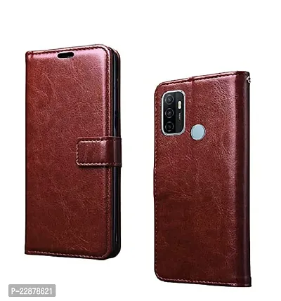 Coverage Leather Finish Inside TPU Wallet Back Case Stand Magnetic Closure Flip Cover for Oppo A33  Executive Brown-thumb0