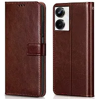 Fastship New Vintage Magnatic Closer Leather Flip Cover for Realme RMX3630  Realme 10  Executive Brown-thumb1